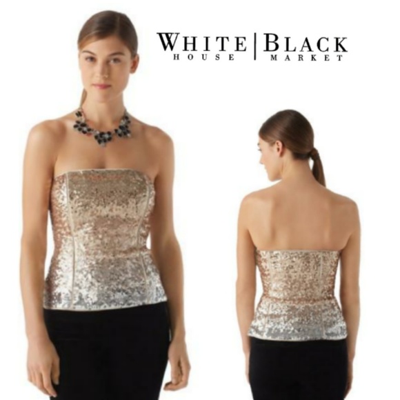 White House Black Market Tops - HOLD WHBM Ombre Mixed Metallic Sequin Bustier